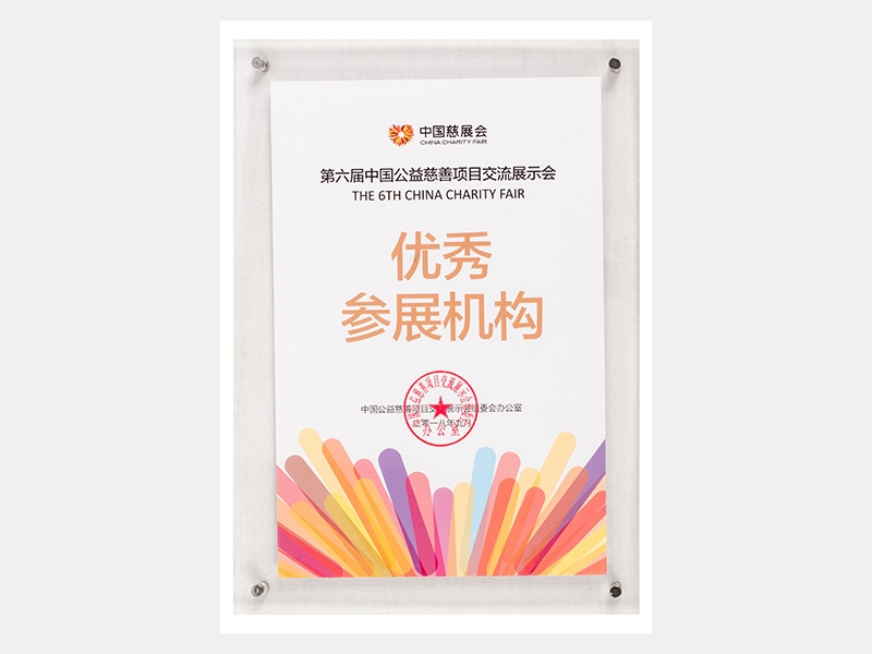 第六屆中國公益慈善項(xiàng)目交流展示會參展機(jī)構(gòu)證書（慈善）